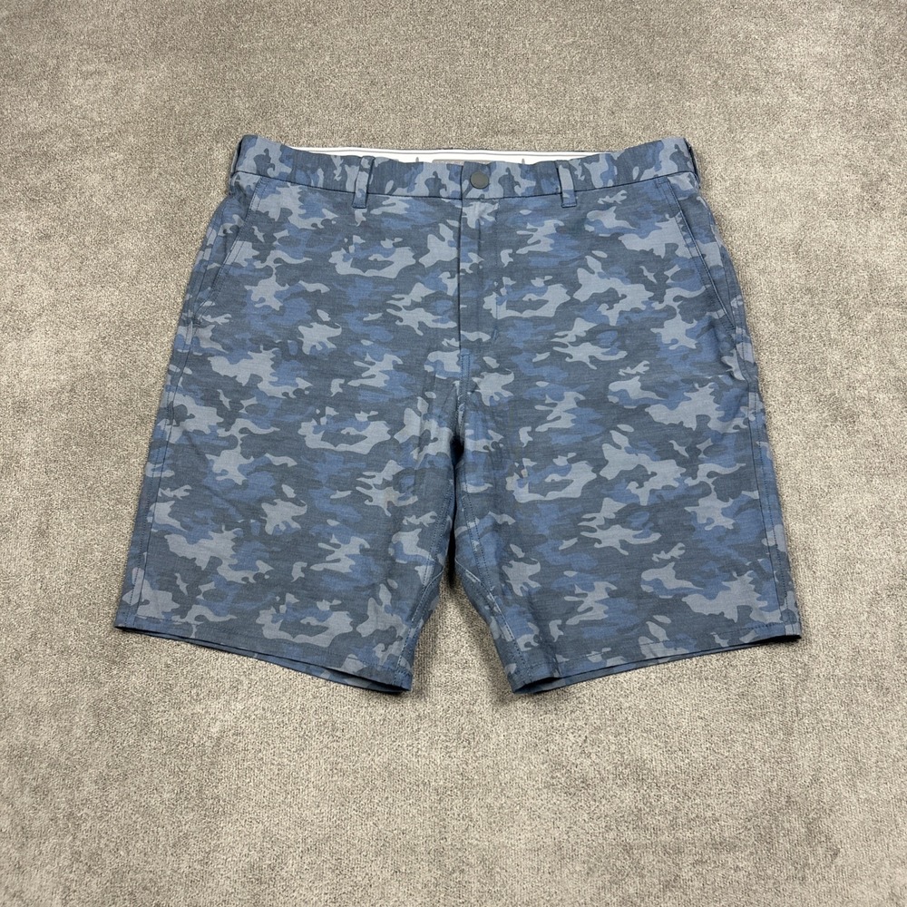 Johnnie-O Prep-Formance Camouflage Golf Chino Shorts Mens 34 Blue Performance 9"